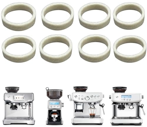 8-Piece Felt Washer Replacement for Breville Espresso Machine Grinders - Compatible with BES870/BES876/BES878/BES880/BES980/BCG820 Models, Espresso Grinder Felt Ring Eiranoly