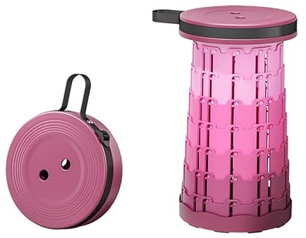 Telescopic Folding Stool Portable Adjustable Seat – Heavy Duty 150kg Load, Up to 45cm Height, Compact Retractable Camping Chair with Carry Strap for Hiking, Fishing, Picnic, Travel (Gradient Purple)