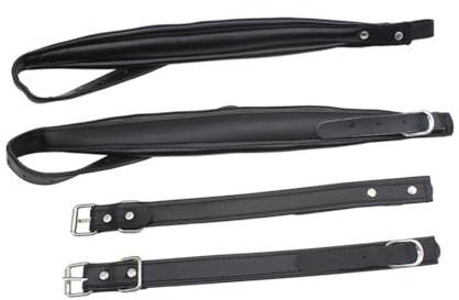 BESPORTBLE Sangle Accordéon Rembourrée Cuir Noir Confortable et Réglable Compatible Basses Ceinture Épaule Large et Résistante à Usure