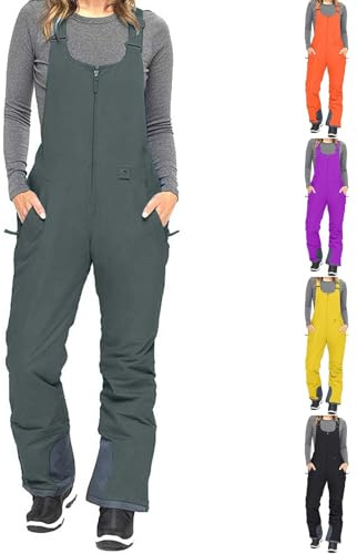 Generisch Pantalón de nieve para mujer, invierno, impermeable, con bolsillos, para mujer, tallas grandes, pantalón de senderismo, cálido, resistente al viento, pantalón de exterior con cremallera y