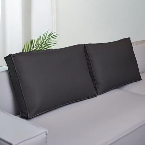 Funda de cojín rectangular de piel sintética con cremallera, impermeable y resistente a los arañazos, protector de respaldo lumbar para cama, sofá, jardín, Piatio (negro, 90 x 50 x 10 cm, 2 unidades)