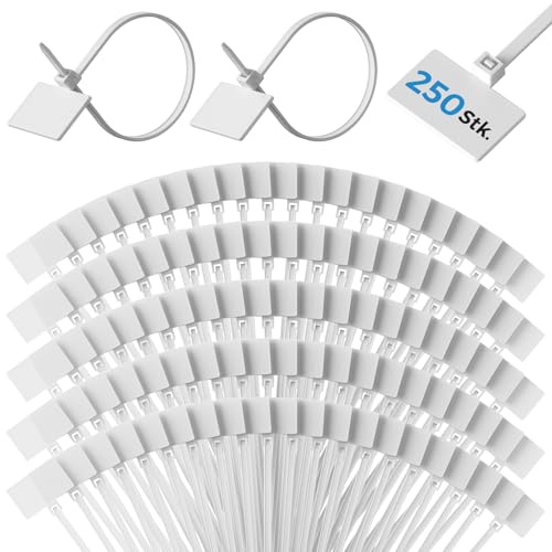 Set di 250 clip per etichettatura dei cavi, 150 x 4 mm, marcatura e organizzazione, supporti per cavi scrivibili per la gestione dei cavi, giardinaggio, marcatura dei tubi