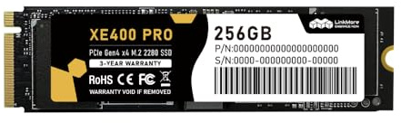 LinkMore XE400 Pro 256 Go NVMe SSD M.2 2280, PCIe Gen4 x4 (PCIe 4.0), SSD interne, jusqu'à 3600 Mo/s en lecture et 1500 Mo/s en écriture, pour appareils avec slot NVMe M.2 2280