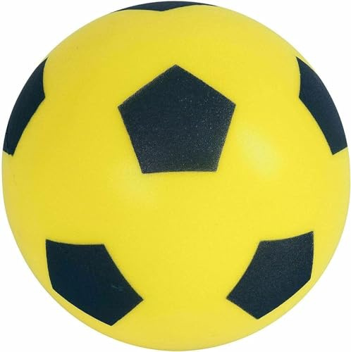Soft Foam Football Size 5 - 20cm Indoor/Outdoor Soft Sponge Foam Soccer Ball Play Many Games For Hours Of Fun Suitable For Adults, Boys And Girls Of All Ages Garden Pitch (YELLOW)