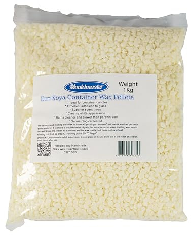 Mouldmaster Candle 1kg, Soy Unscented Container Wax pellets (Packing May Vary)