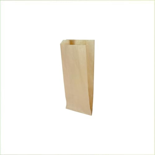 Palucart® 200 Sacchetti di carta per alimenti colore Avana, misura 12x26 cm, buste in carta kraft per Trasporto di Cibi e Oggetti