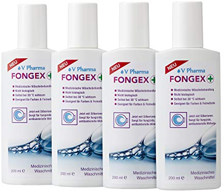 Fongex mit Silberionen, Medizinische Wäschebehandlung für fungizide, antibakterielle Wirkung 4 x 200-ml-Flaschen
