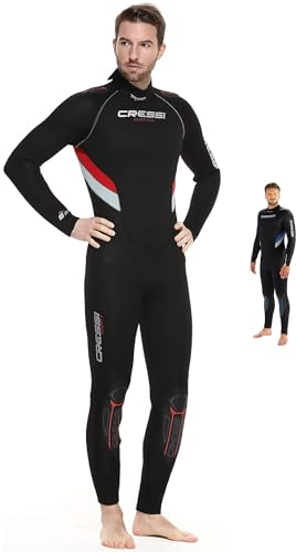 Cressi Castoro Man Monopiece Wetsuit - Tauchanzug für Herren, Neopren 5 mm, Schwarz/Rot, L
