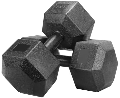 Yaheetech Juego de Pesas y Mancuernas 2 * 10kg Mancuernas Hexagonales Pesas de Ejercicio Pesa Gimnasio en Casa para Gimnasio Fitness Negra 10/15/20kg