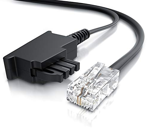 CSL - Internet Kabel Routerkabel - TAE-F Stecker auf RJ45 Stecker - 1m - Internetkabel – Router an die Telefondose – Kompatibel mit DSL VDSL Fritzbox Internet Router an Telefondose TAE - schwarz