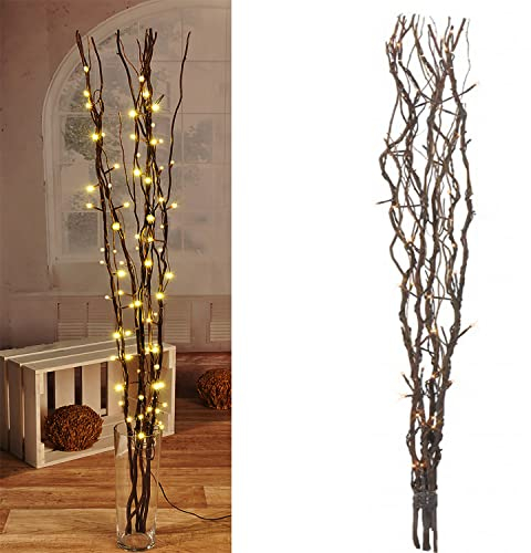 Lichterzweige braun mit 80 LEDs Leuchtzweig Lichterkette Beleuchtung Dekoration Zweig