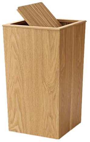 HH&DD Holz Quadrat Mülleimer,Klein Mülltonne Mit Swing Lid,Große Kapazität Papierkorb Für Badezimmer Küchen Office Garbage Container Behälter-B 18 Liter