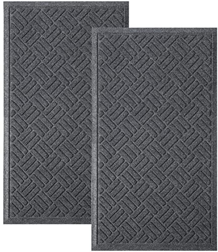 MATALL Front Door Mat 2 Pack Indoor and Outdoor Welcome Mat, Absorbent and Drain Away Water Heavy Duty Entryway Doormat for Front Back Doors, Laundry Rooms, Mudrooms and More, 29.5x17.5IN