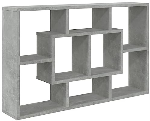 vidaXL Estantería de Pared Colgante Flotante Almacenamiento Espacio Decoración Artículos Diarios en Familia Contrachapada Gris Hormigón