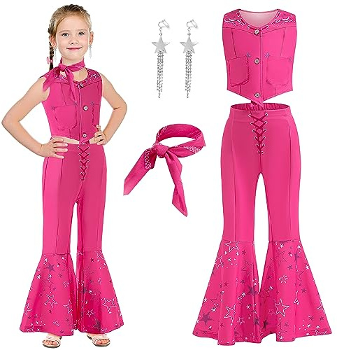 GMEDJVE Déguisement Cowgirl Pour Fille, Tenue Western Cosplay Enfant 3-12a