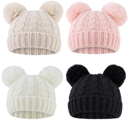 Yuoahcn Baby Girl Beanie Winter Baby Boy Hat with Pom pom Warm Infant Knitted Hats Toddler Kid Beanies Cold Weather (6-24 Month)
