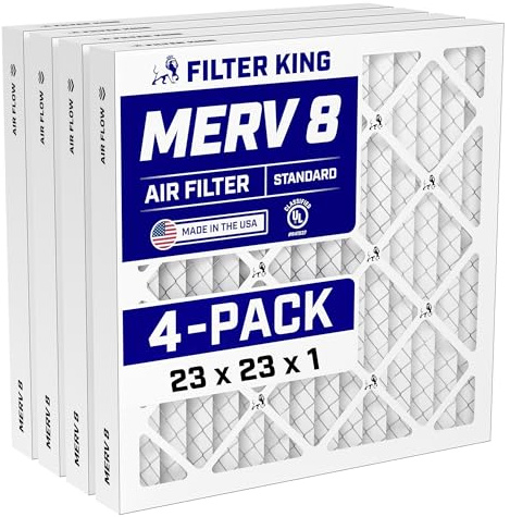 Filter King 23 x 23 x 1 luftfilter | 4-pack | MERV 8 HVAC veckat AC ugnsfilter | faktisk storlek 23 x 23 x 75