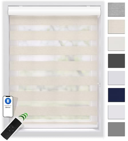 EFIXS Doppelrollo mit Kassette 85 x 175 cm (BxH) in leinen/Duo Rollo mit Premium-Unterschiene/Doppelrollo zum Bohren in den Breiten 40-220 cm