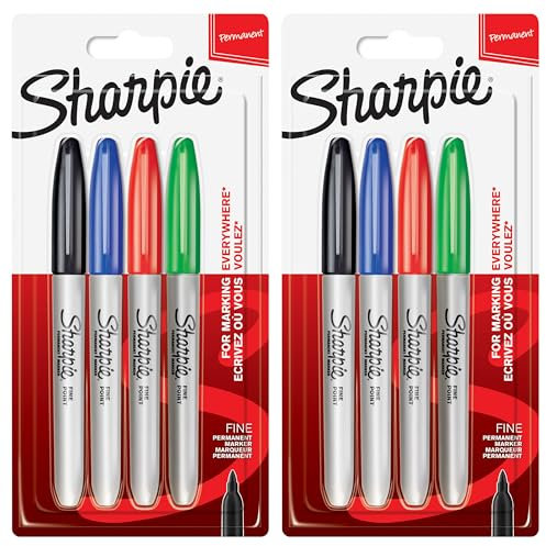 Sharpie Permanent Markers | Fine Point | Assorted Standard Colours | 4 Count (Pack of 2)