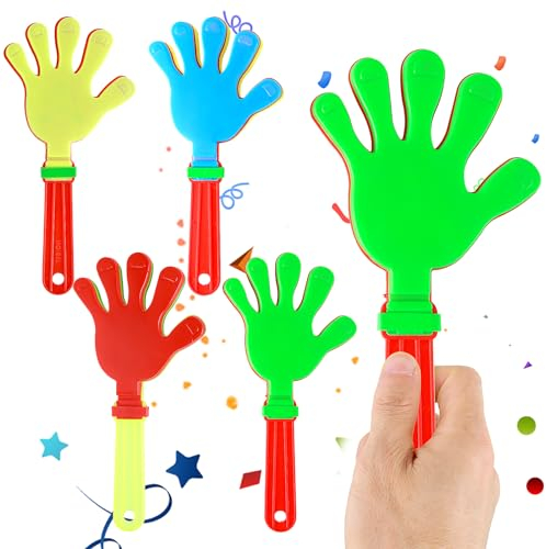 Piriuuo 4 Stück Handklöppel, Krachmacher Handklatscher Kunststoff Handklöppel Händeklatschen Spielzeug, Hand Klöppel Geräuschmacher Requisiten Verschiedene Händeklatschen für Konzert Party Zubehör