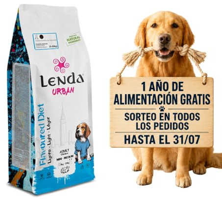 Lenda Urban Flavoured Diet 10 kg - Light - Pienso Natural Light Perros Mini-Medium (3-20 kg) - Bajo en Calorias - Comida para Perros Pequeños con Sobrepeso - Razas Pequeñas y Medianas
