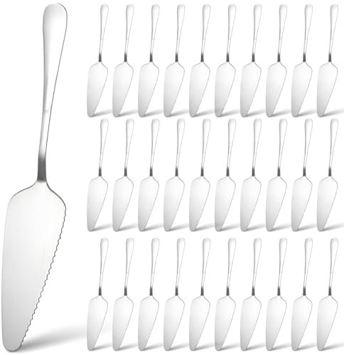 30 Pcs Stainless Steel Cake Server, Pie Server Stainless Steel Cake Pie Pastry Server Rustic Cake Server l Pie Spatula Pie Serving Utensil for Pizza Dessert Cheese Cutting, 9 Inches, Silver