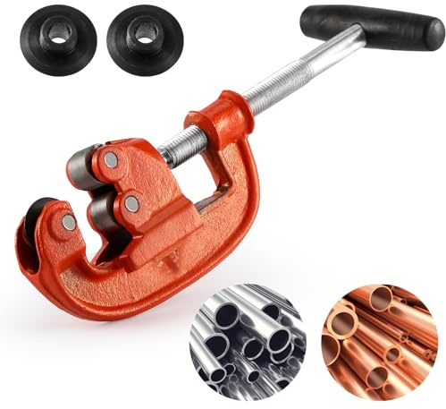 GQGP Pipe Cutter Tool 1/8-2, Heavy-duty Tubing Cutter Speed Cutting Up to Galvanized Pipe, Copper, and Iron Pipe,Professional Metal Pipe Cutter Tool With 2 additional blades