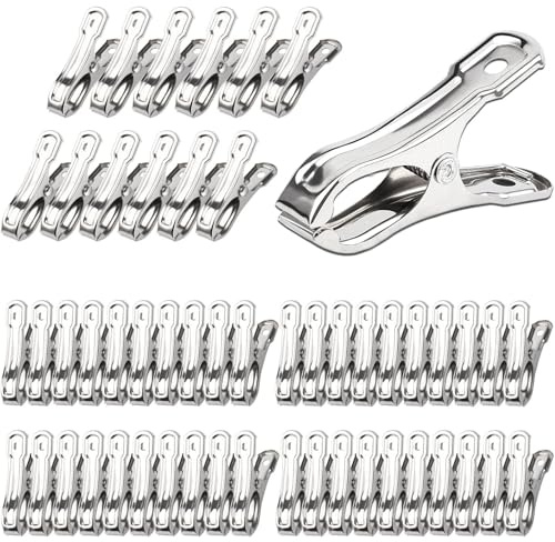 JULMELON Garden Clips, 100 PCS Stainless Steel Greenhouse Clamps Heavy Duty Greenhouse Clips Hoops with Large Open Strong Grip for Shade Cloth