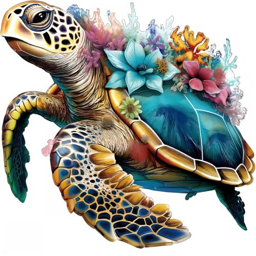 Holzpuzzle Erwachsene, einzigartige Holz Puzzle, Wooden Puzzle, Meeresschildkröten M