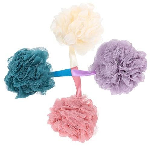 WOFASHPURET 4pezzi Spugne Da Bagno Per Domestico Esfoliante Per Doccia Luffa Accessorio Per Pulizia Della Rimuove Cellule Morte Design Facile Risciacquo e Asciugatura
