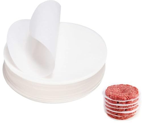 1000 pezzi Carta per Hamburger Antiaderente,Carta da Forno,Fogli Separatori per Hamburger Polpette Rotondi,Diametro 14 cm Cerata per Arrostire Fodera Pergamena
