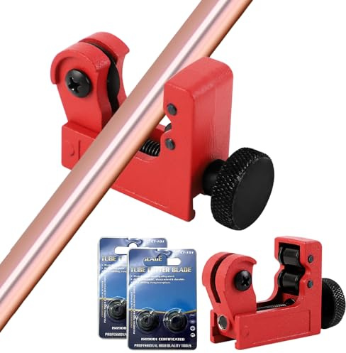 Lvjkes Tagliatubi, 3-22mm Tagliatubi rame con 4 pezzi Lama di Ricambio, Design a doppio cuscinetto, Manopola antiscivolo, Per tagliare tubi metallo morbido, tubi alluminio, tubi rame, tubi plastica