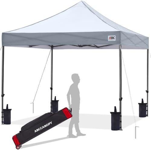 ABCCANOPY 2.5x2.5M Heavy Duty Pop Up Gazebo With Upgraded Roller Bag, 4 Weight Bags, Stakes and Ropes (Grey)