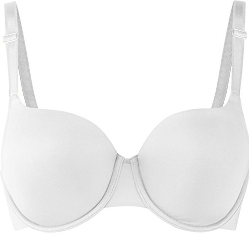 KNWER CLOTHING T-SHIRT PADDED BRA FULL CUP COVERAGE UNDERWIRED PERFECT COMFORT SUPPORT LEISURE[White,40 B]