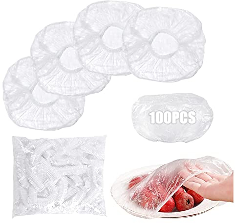 100 Stück Frischhaltebeutel, Einweg Elastische Lebensmittelaufbewahrung Abdeckungen, Lebensmittel Abdeckungen aus Kunststoff für Lebensmittelaufbewahrung/Obstkonservierung/Duschhauben
