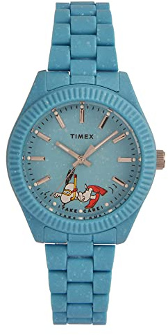 Timex Peanuts Damen-Armbanduhr, 37 mm, blaues Armband, blaues Zifferblatt, blaues Gehäuse TW2V53200