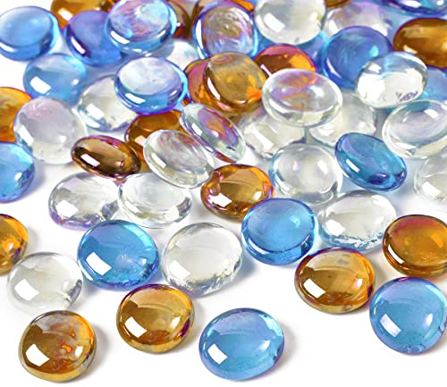 Hagao Flat Glass Beads Mixed Color for Vase Filler and Decor 1 LB
