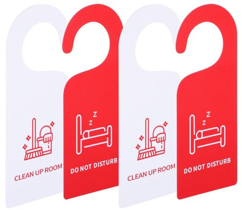 Healvian Panneaux De Porte Double Face Ne Pas Déranger Et Nettoyer La Chambre 4 Pièces En Pvc Pour Hôtel Panneau De Cintre Pratique Et Lisible Pour Portes D'Hôtel Et Bureaux