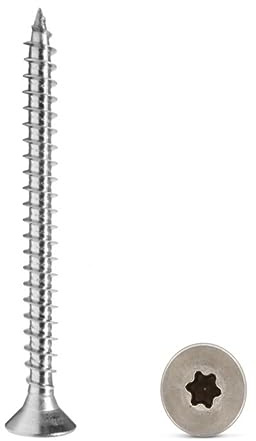 Zapados® Spanplattenschrauben, A2 Edelstahl, Torx TX, Senkkopf, Vollgewinde, Holzschraube, Schrauben (6 x 80 mm, 50)