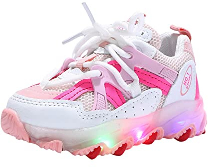 Zapatos deportivos luminosos con luces LED para niños y niñas, Pink, 26 EU