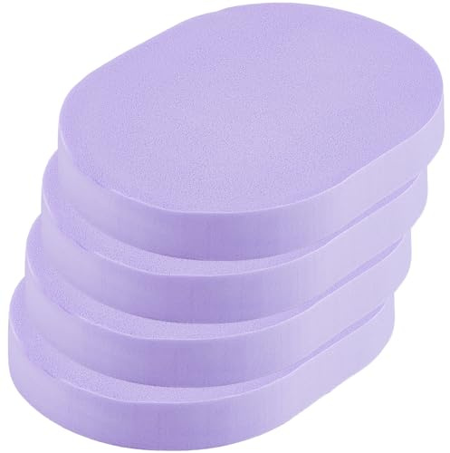 GORGECRAFT 4 Esponja Desmaquillante Reutilizable Esponja Limpiadora Facial Ovalada Esponjas de Maquillaje Lila para Base de Maquillaje Limpieza Diaria Exfoliación Suave Herramienta de Belleza