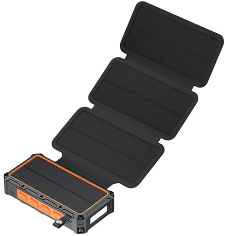 Power Bank Solare - Caricabatterie A Manovella Con Luce LED Integrata,Allarme SOS, Bussola E Ricarica Wireless Per Uomo E Donna
