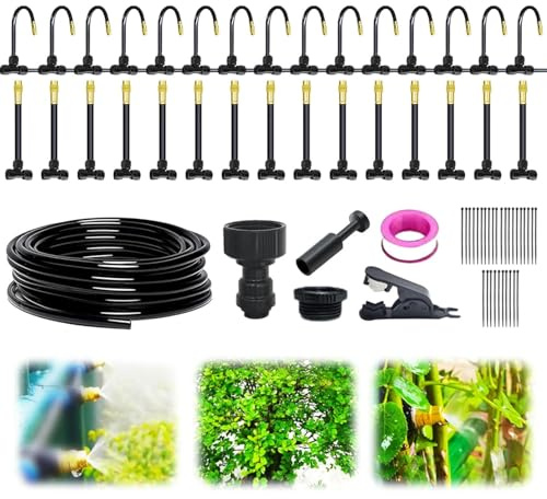 15m Kit de système d'arrosage de jardin réglable – Nouveau système d'irrigation avec buse flexible pour plantes d'extérieur, pelouse et jardin