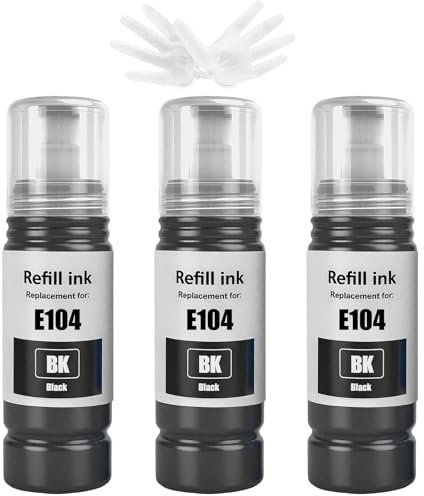 GREENPRINT 3 Nero Inchiostro E104 Ricambio inchiostro Compatibili per ET-2710 ET-2711 ET-2712 ET-2714 ET-2715 ET-2720 ET-2721 ET-2726 ET-2810 ET-2815 ET-2820 ET-2821 ET-2825 ET-2826 ET-4700 Stampanti