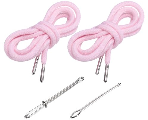 PATIKIL Drawstring Cords 130cm / 51 Inch, 2pcs Replacement Draw Strings with 2pcs Easy Threaders for Shorts Pants Jackets Coats Sweatpants Hoodie, Light Pink