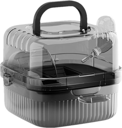 Hamster Travel Carrier - Translucent Small Animal Cage with Water Bottle, Large Capacity Portable Habitat for Hamsters, Chinchillas, and Rodents, Ideal for Shopping, Camping, or Travel