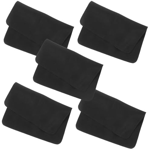 DIYEAH 5 Paños de Limpieza para Gafas Microfibra 14,5x17,5 Cm Negro Paño para Limpiar Lentes y Pantallas Delicadas Cuidado Profesional para Gafas, Móviles y Cámaras
