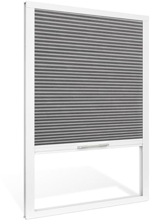 Moonice Skylight blinds Waterproof Fabric Cordless Roof Honeycomb Window Blinds Blackout Cellular Pleated Shades for Roof Inclined Plane Room Windows Custom Size,Grey