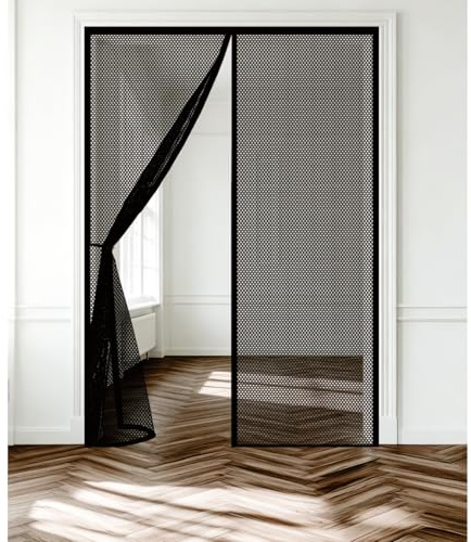 Zanzariera Porta 97 x 227 cm Magneti Extra Forti Chiusura Automatica Traspirante Anti Zanzare Insetti, Autoadesiva Senza Fori Zanzariera Porta Finestra Tenda per Balconi, Nero