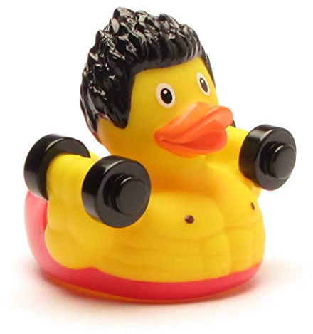 Duckshop I Badeente Bodybuilding I Quietscheente L: 8,5 cm I Quietscheentchen I Geschenk Fitness-Freaks I Präsent Sportler I Sammler